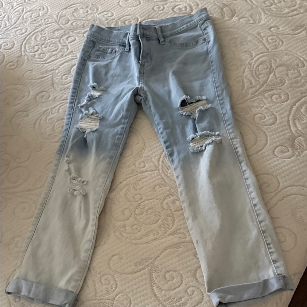 New York & Company Light Blue Distressed Boyfriend Jeans